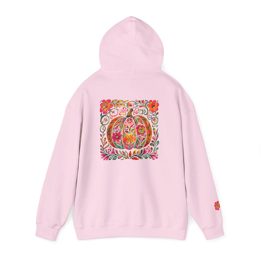 Boho Pumpkin Floral Hooded Sweatshirt