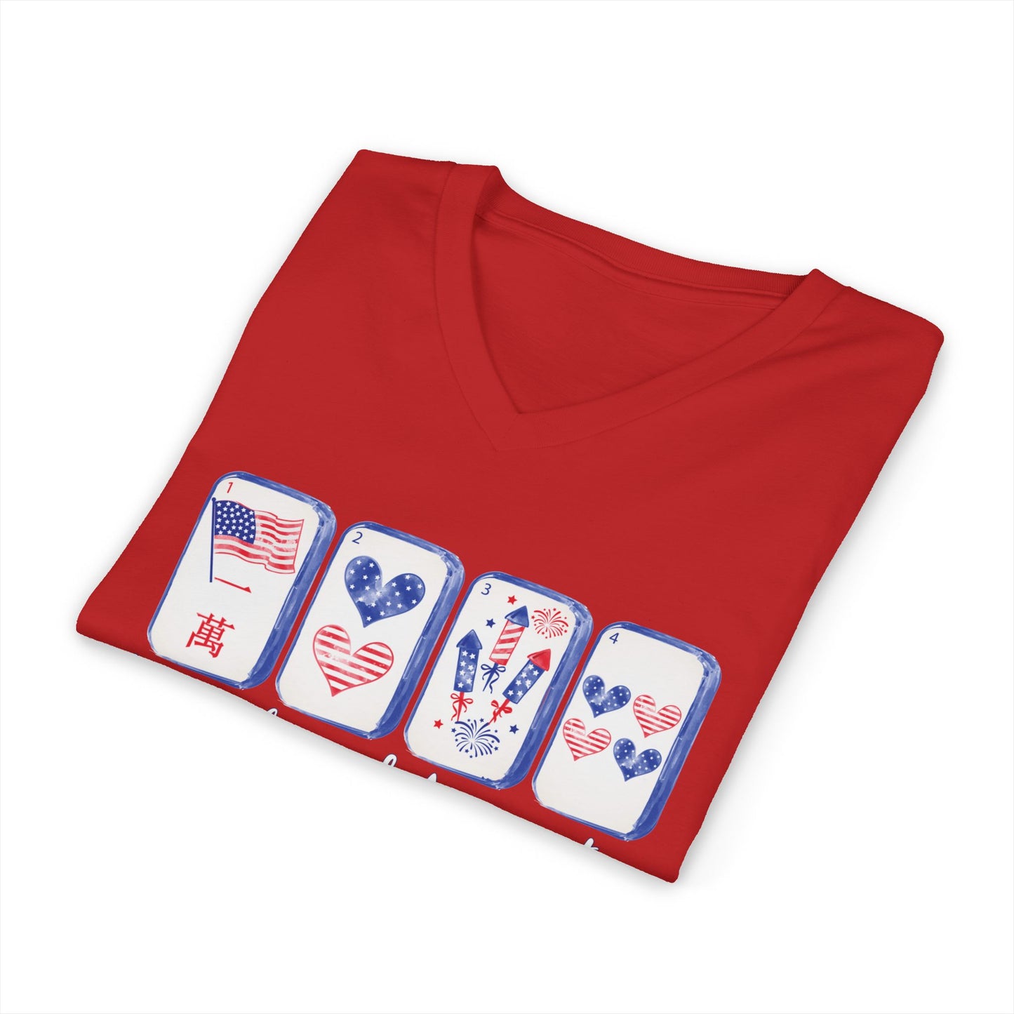 Loves Tiles and America Too V-Neck T-Shirt