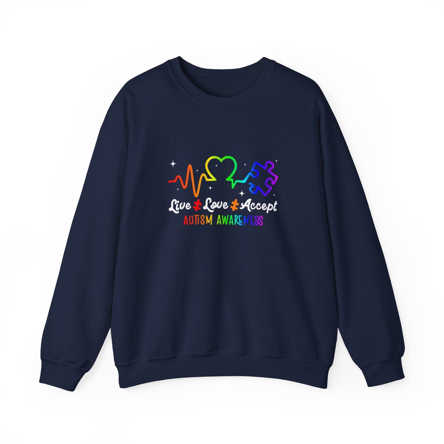 Live Love Accept Autism Awareness Sweatshirt | Neurodiversity Support Crewneck