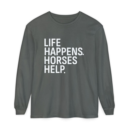 Horses Help Long Sleeve Shirt | Equestrian Graphic Tee