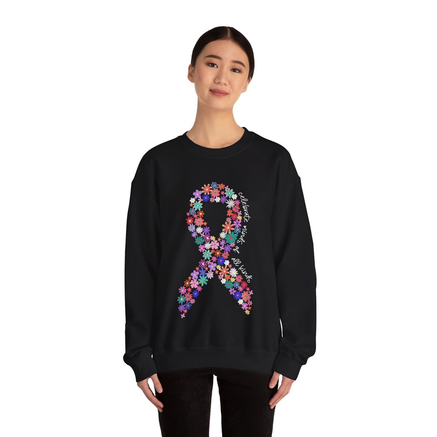 Minds of All Kinds Sweatshirt | Neurodiversity Awareness Floral Ribbon Crewneck