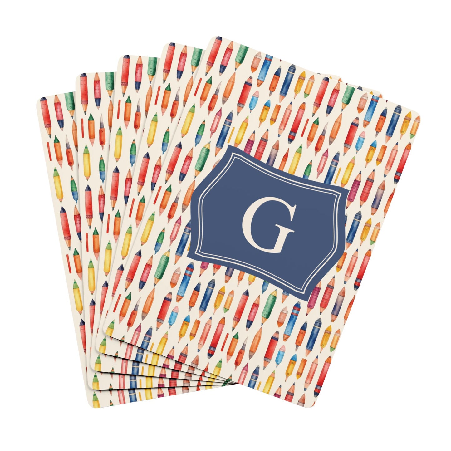 Personalized Pencil Pattern Playing Cards with Custom Name or Grade