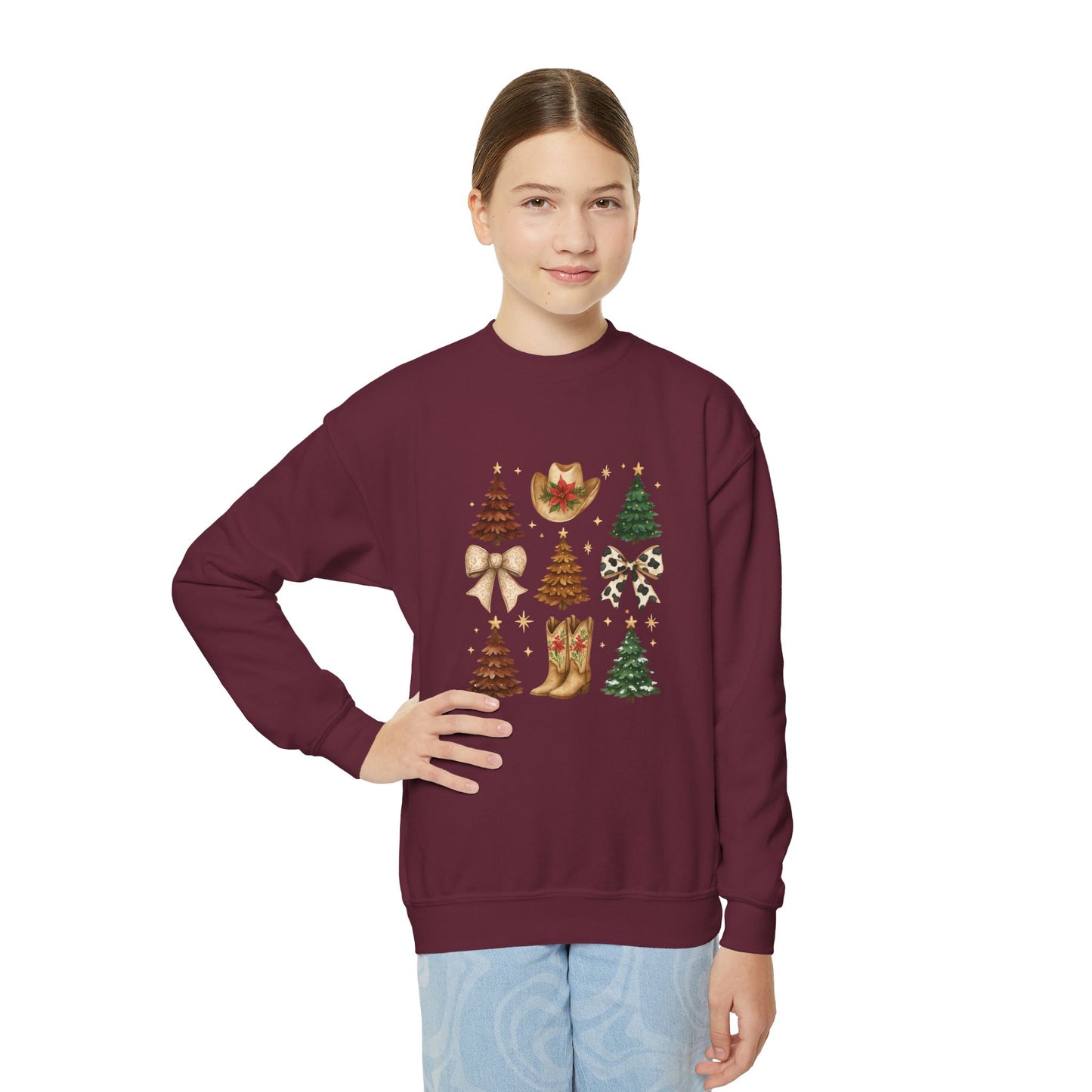 Cowgirl Christmas Youth Sweatshirt – Western Holiday Pullover for Kids