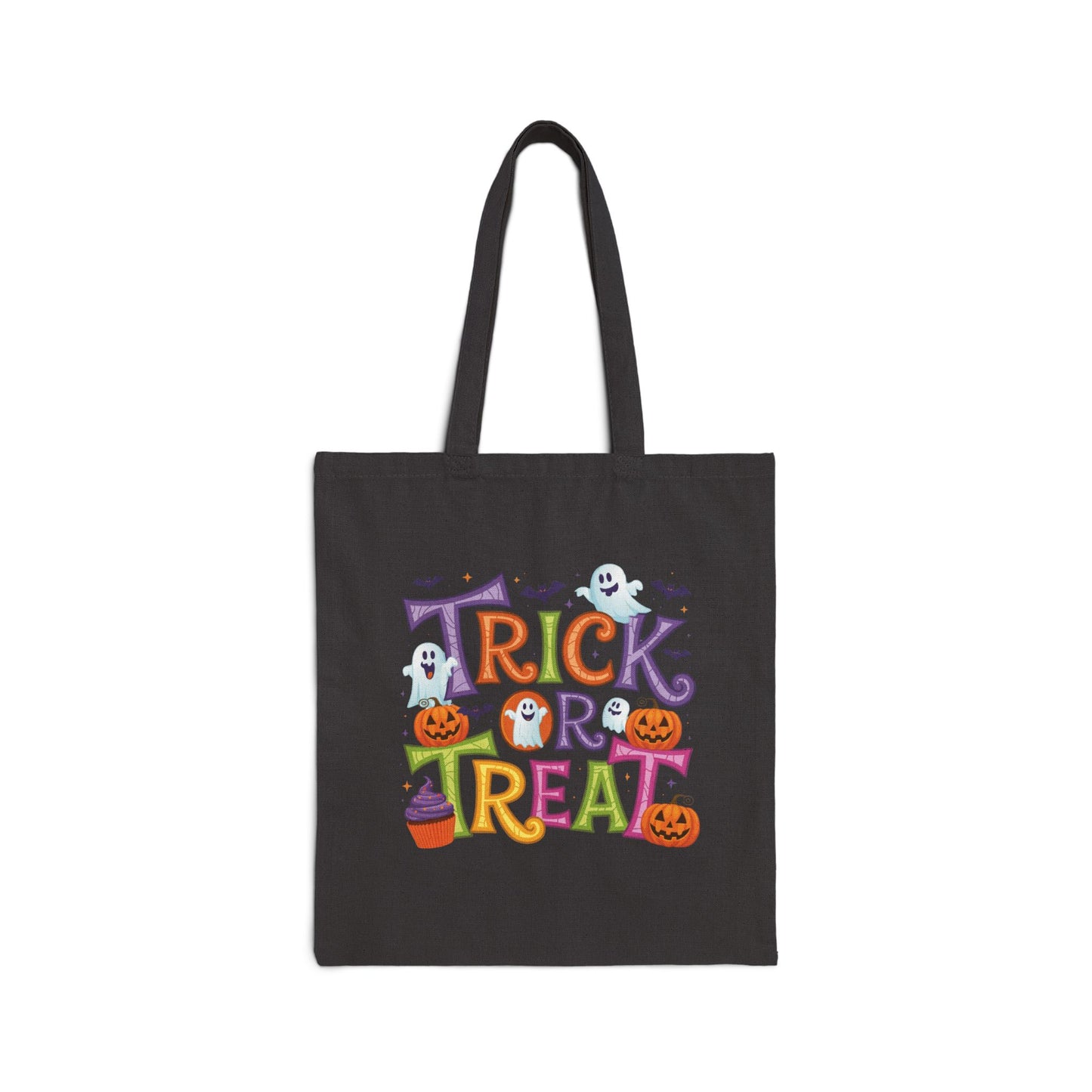 Trick or Treat Halloween Tote Bag – Cute Ghosts, Pumpkins, and Bats | Reusable Candy Bag
