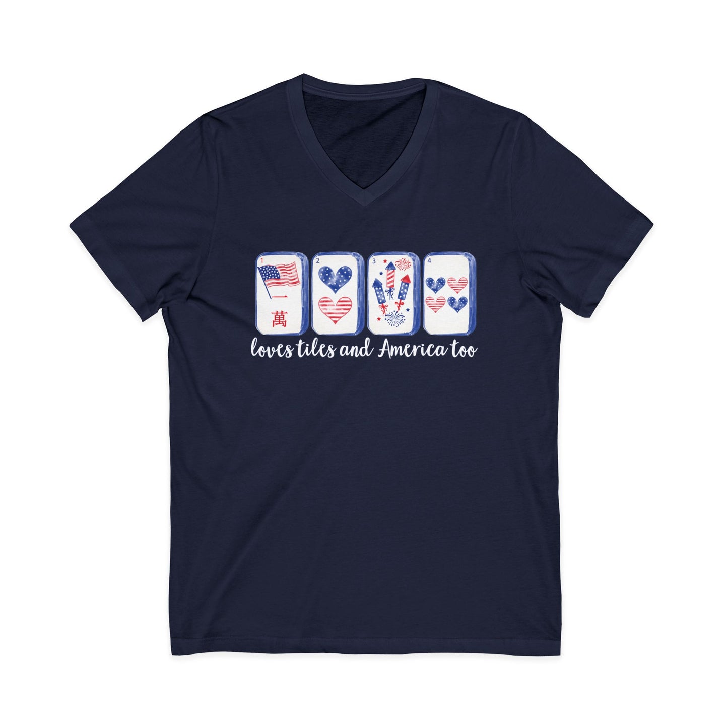 Loves Tiles and America Too V-Neck T-Shirt