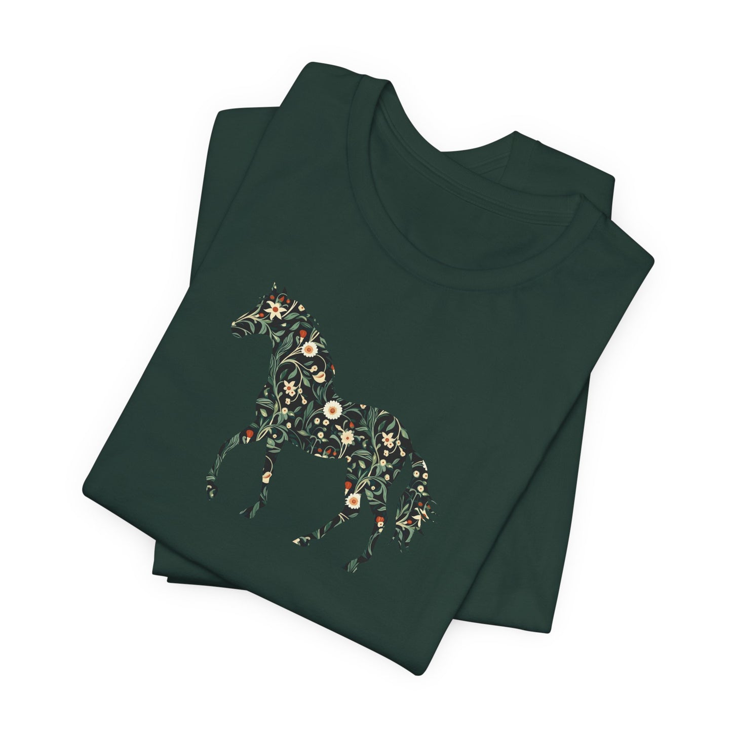 Floral Horse Short Sleeve T-Shirt - Green Vine
