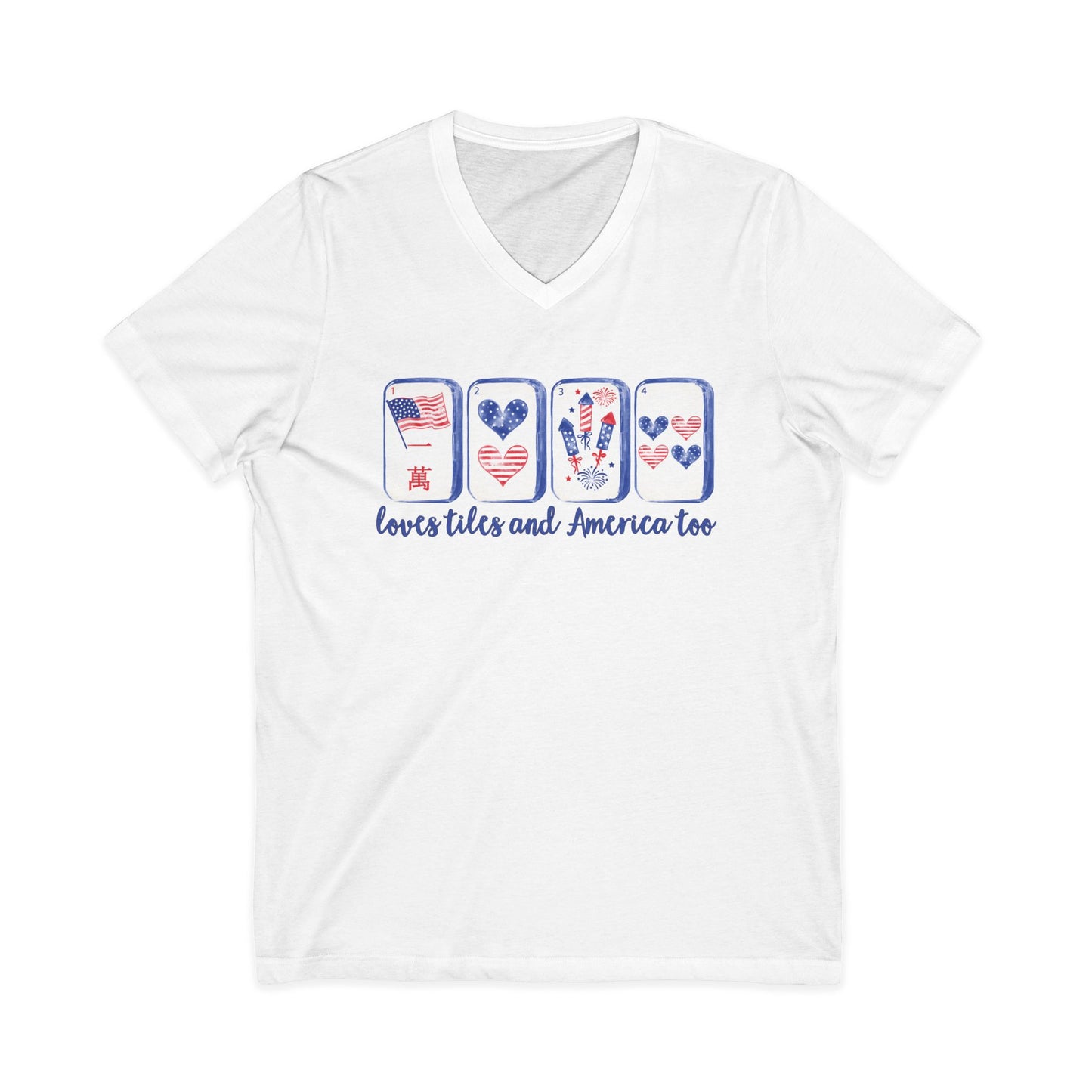 Loves Tiles and America Too V-Neck T-Shirt