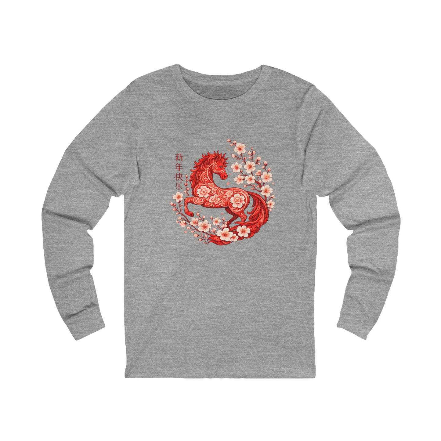 Year of the Horse Cherry Blossom Long Sleeve T Shirt
