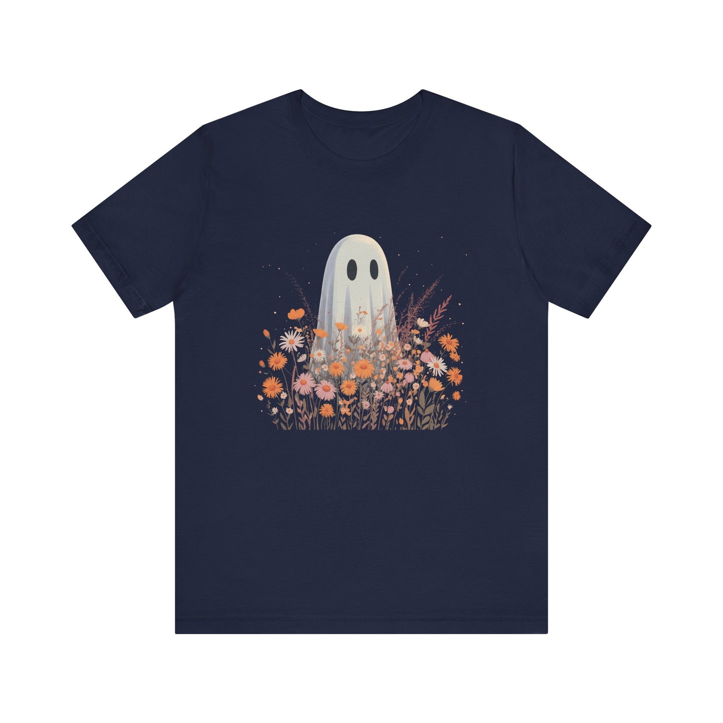 Ghost in Bloom Halloween T-Shirt | Cute Fall Graphic Tee with Wildflowers