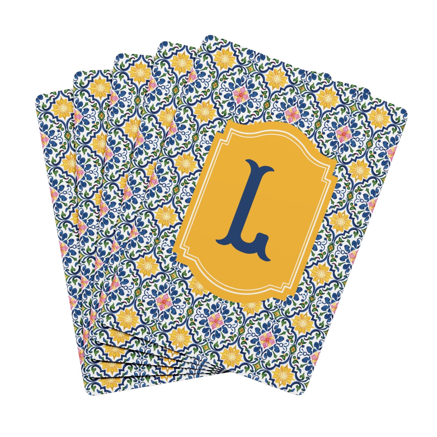 Personalized Tile Pattern Monogram Playing Cards