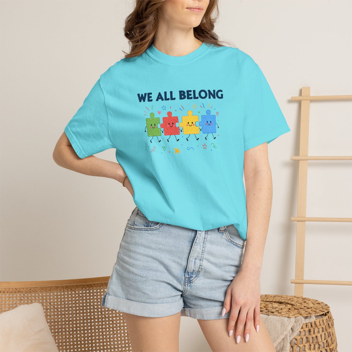 We All Belong Puzzle Piece Teacher Shirt | Neurodiversity & Inclusion T-Shirt