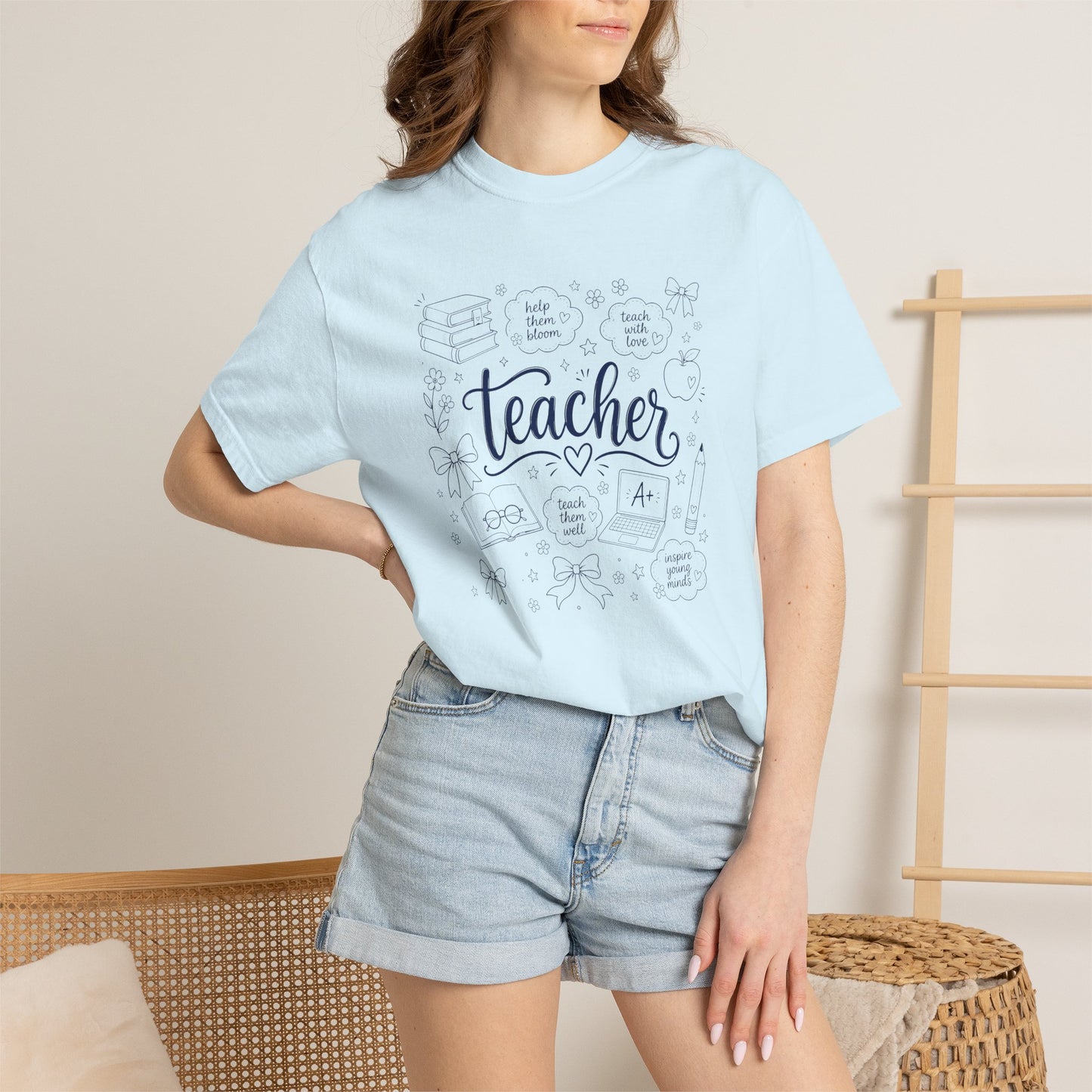 Teacher Comfort Colors® T-Shirt | Hand Drawn Teacher Graphic Tee