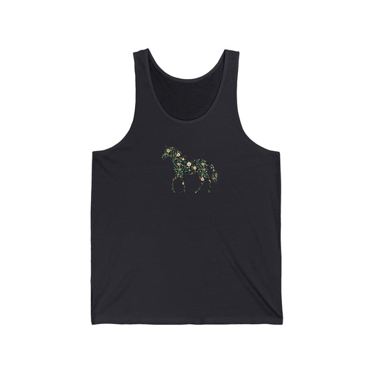 Floral Horse Jersey Tank - Green Vines
