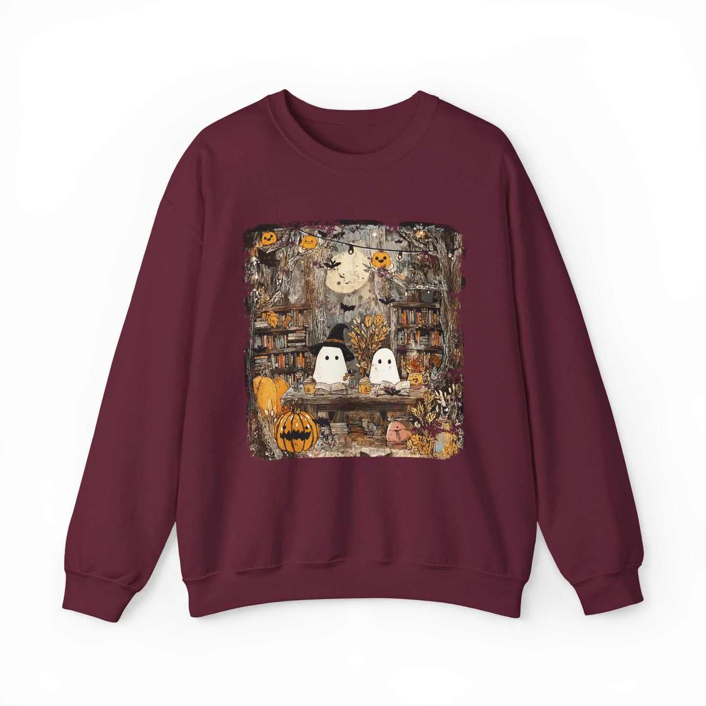 Ghost Library Comfort Colors Sweatshirt | Cozy Halloween Book Lover Crewneck