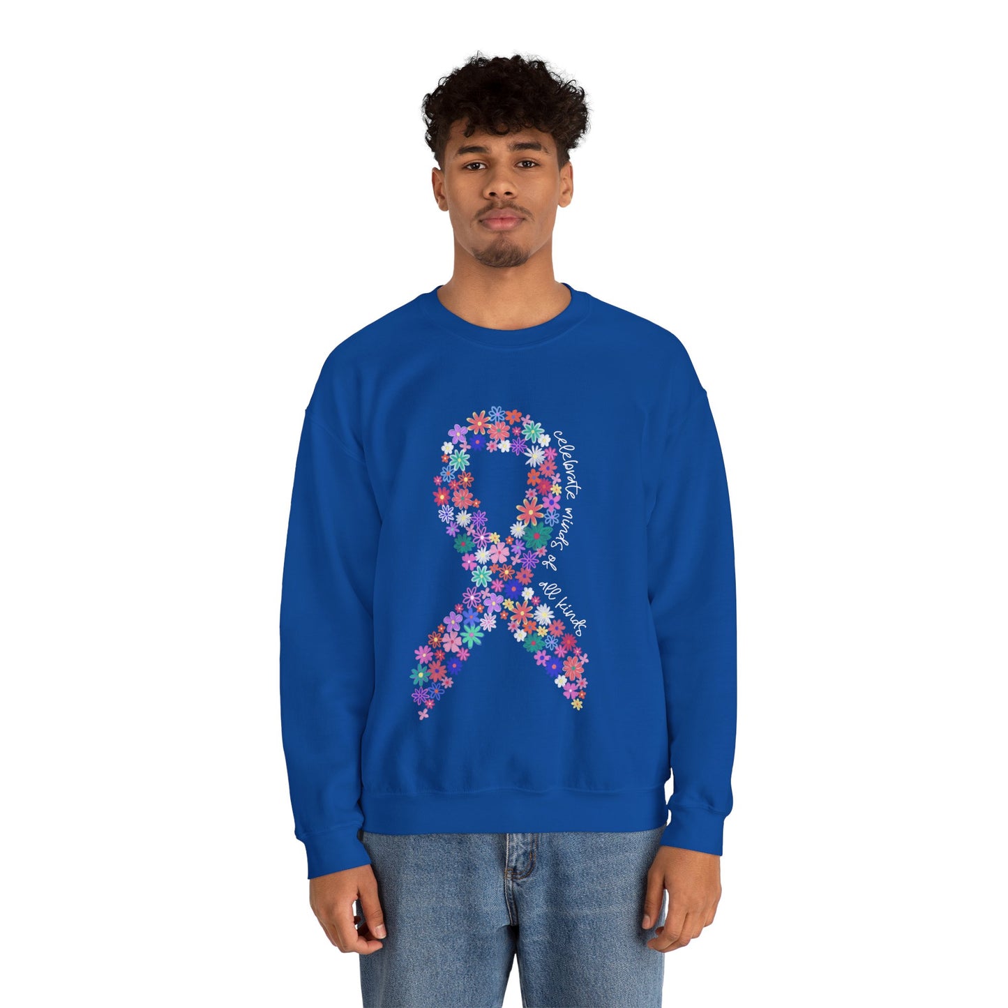 Minds of All Kinds Sweatshirt | Neurodiversity Awareness Floral Ribbon Crewneck