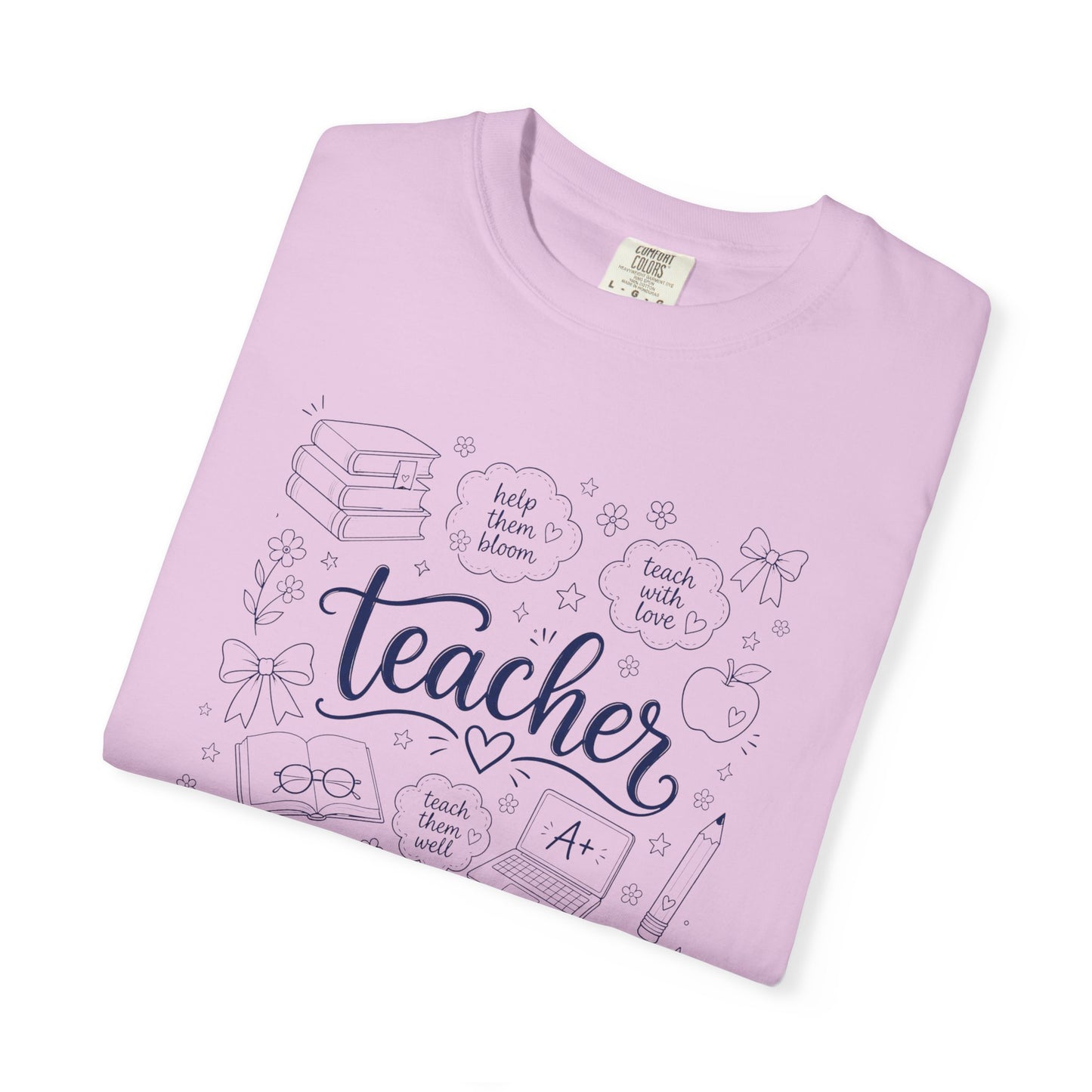 Teacher Comfort Colors® T-Shirt | Hand Drawn Teacher Graphic Tee