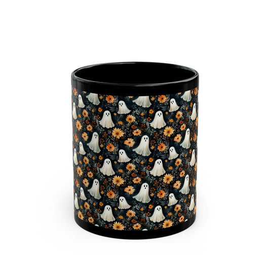 Spooky Ghosts & Fall Flowers Mug | Halloween Coffee Cup | Cozy Fall Drinkware