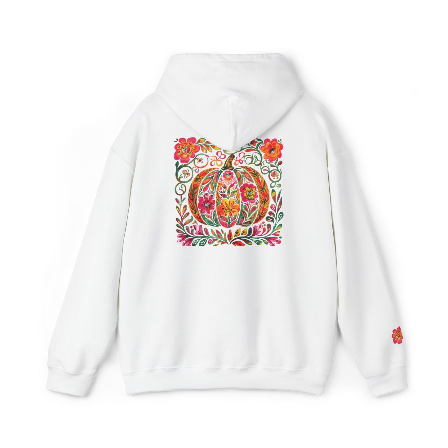 Boho Pumpkin Floral Hooded Sweatshirt