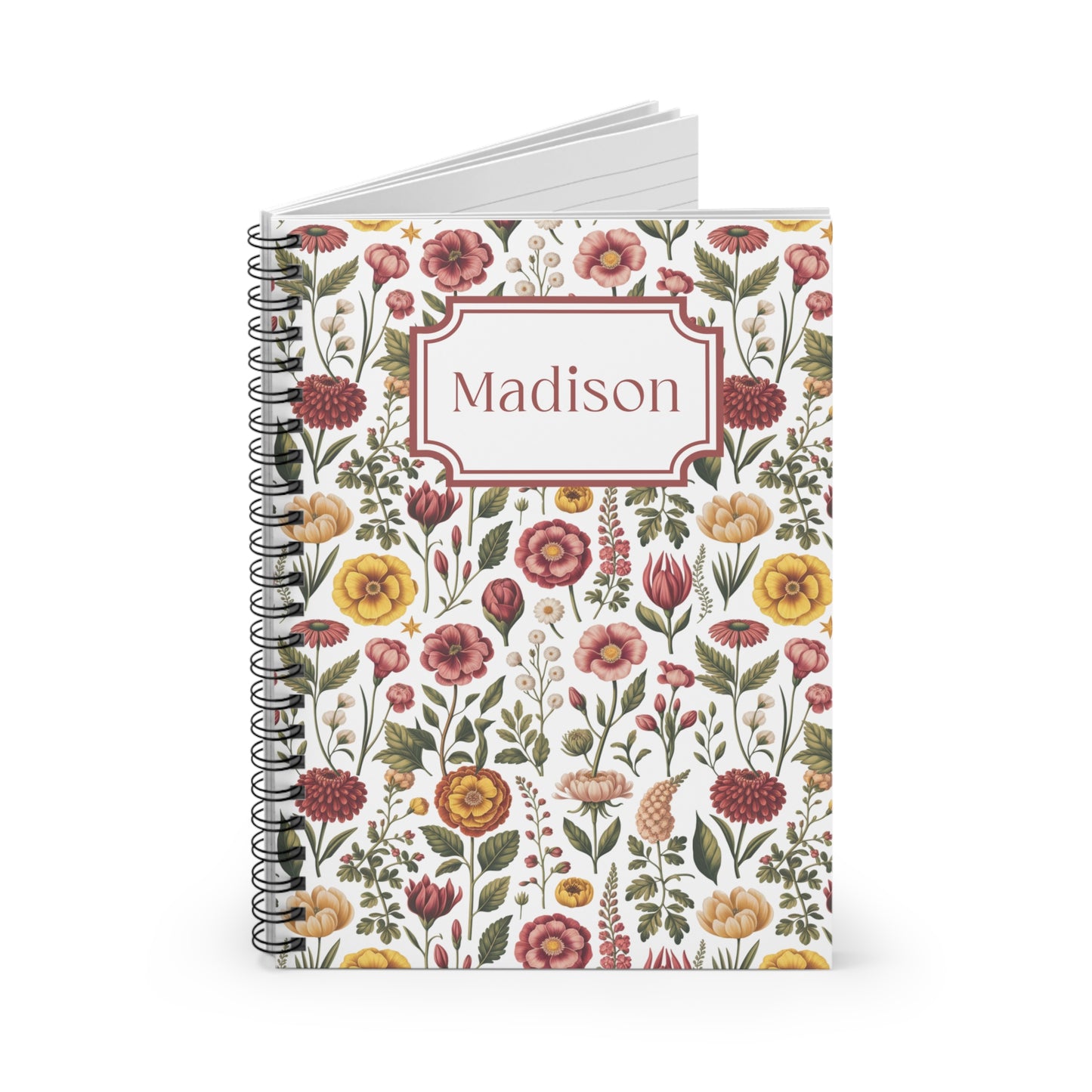 Personalized Vintage Botanical Journal | Custom Name Spiral Notebook