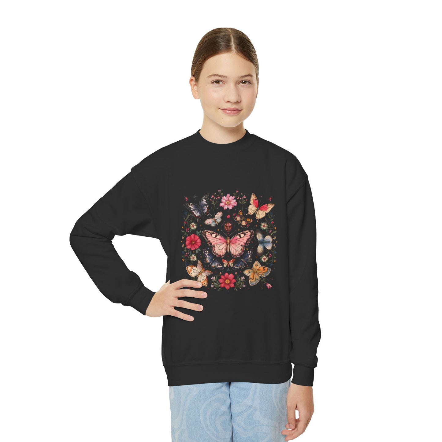 Boho Bloom Butterfly Youth Sweatshirt