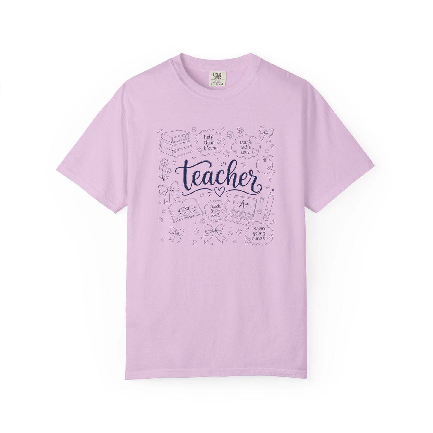 Teacher Comfort Colors® T-Shirt | Hand Drawn Teacher Graphic Tee