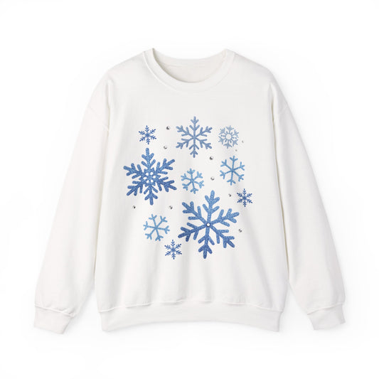 Winter Magic Crewneck | Glitter-Print Snowflake Women’s Sweatshirt