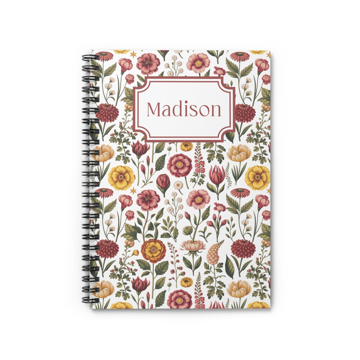 Personalized Vintage Botanical Journal | Custom Name Spiral Notebook