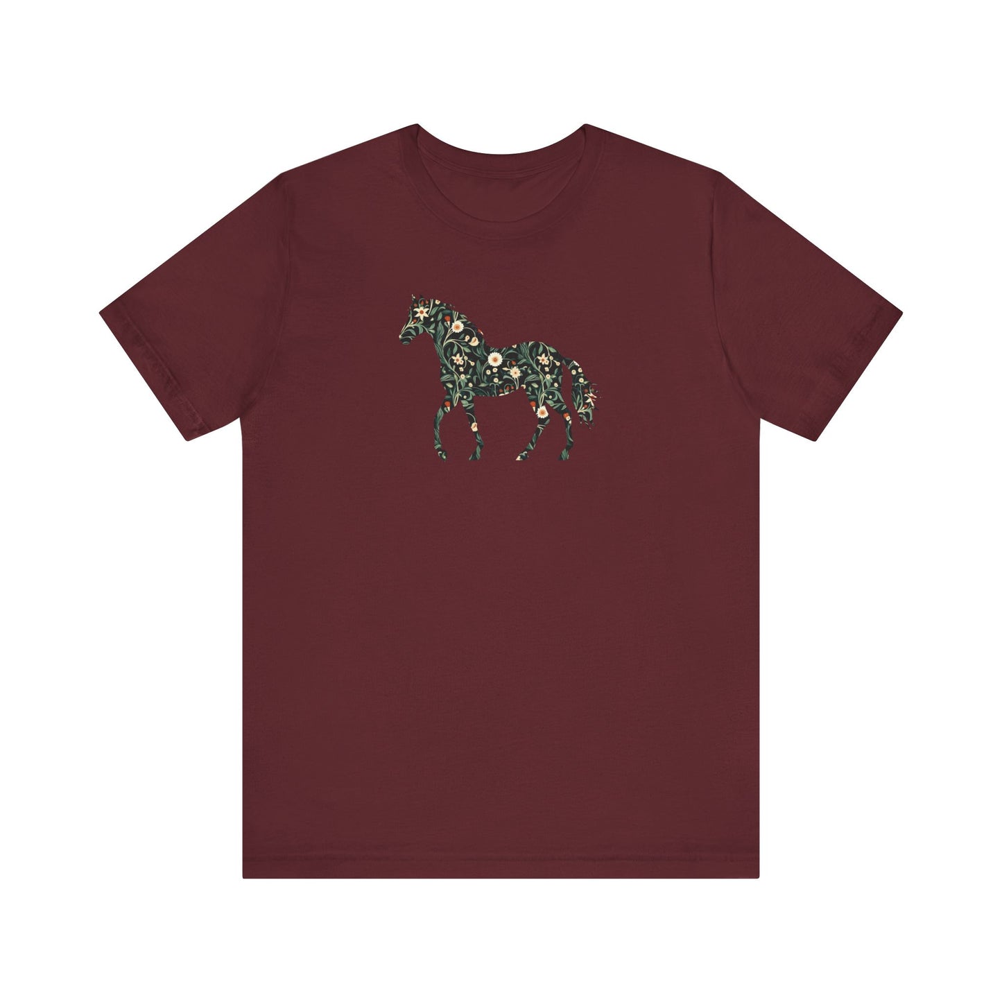 Floral Horse Short Sleeve T-Shirt - Green Vine