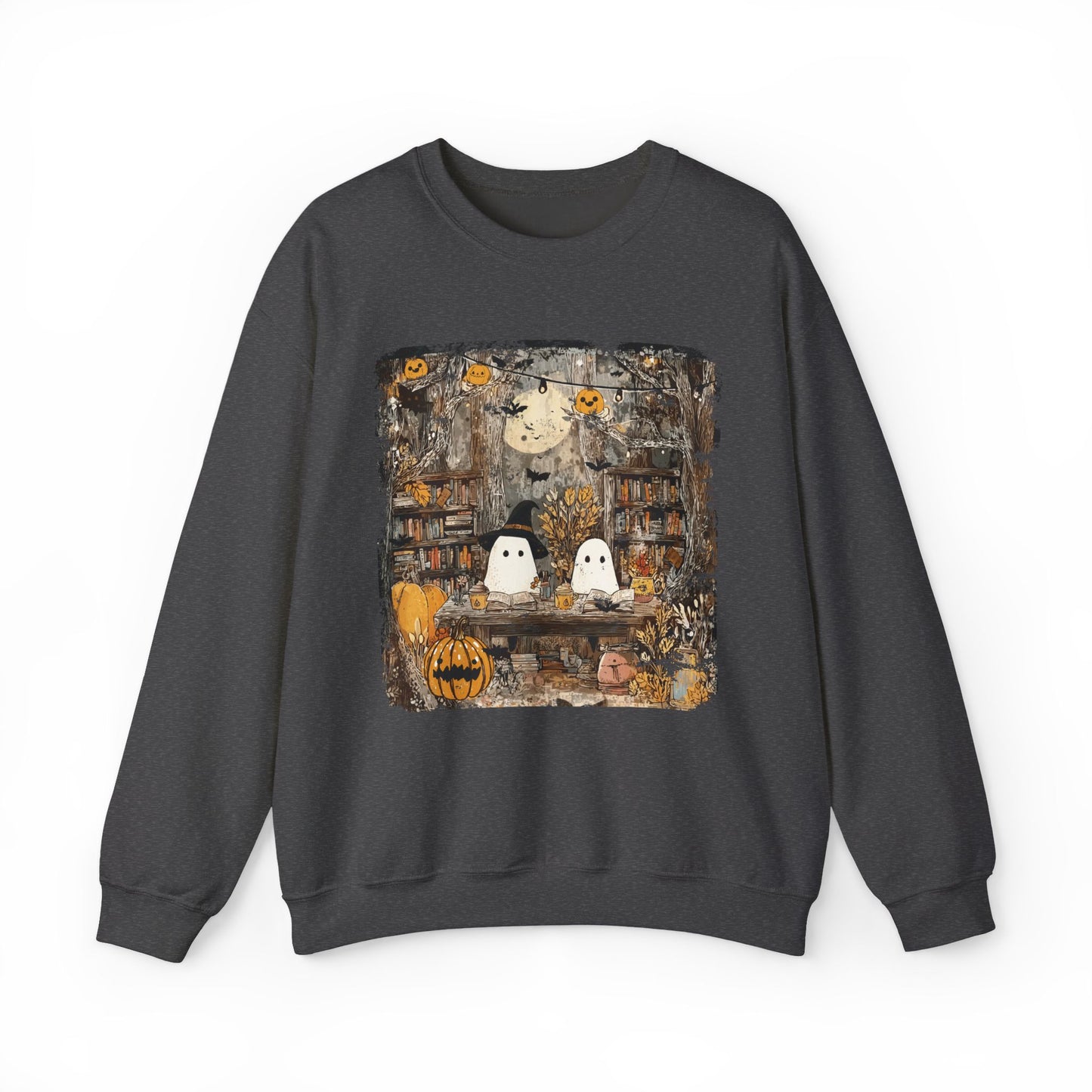 Ghost Library Comfort Colors Sweatshirt | Cozy Halloween Book Lover Crewneck
