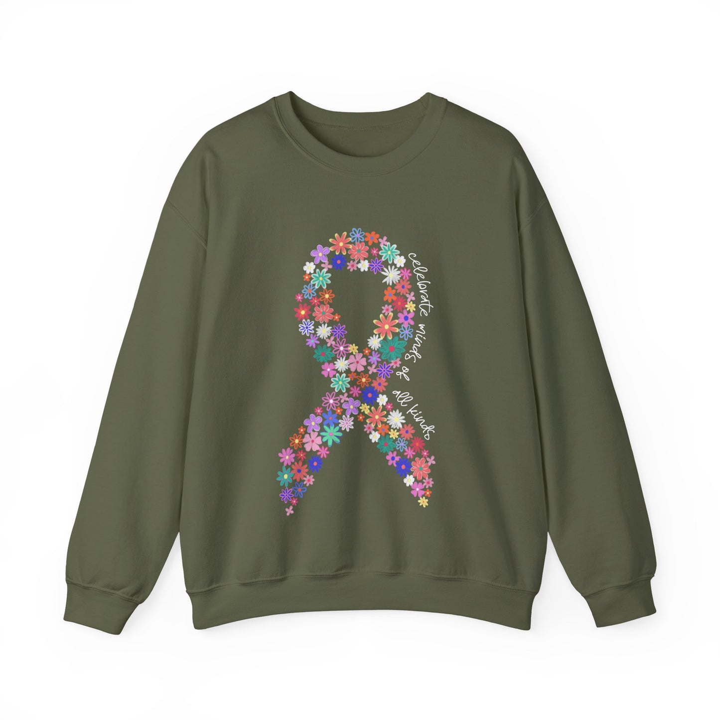Minds of All Kinds Sweatshirt | Neurodiversity Awareness Floral Ribbon Crewneck