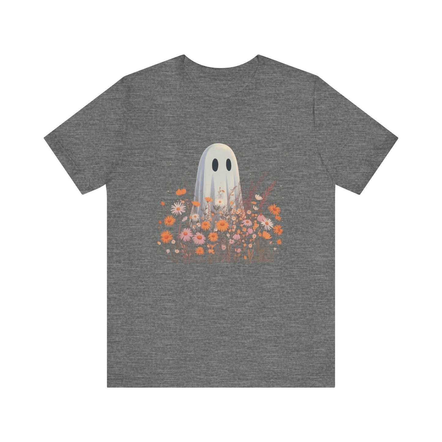 Ghost in Bloom Halloween T-Shirt | Cute Fall Graphic Tee with Wildflowers
