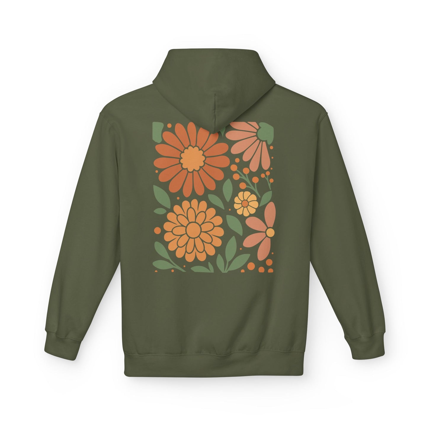 Every Mind Shines Sunflower Hoodie | Midweight Fleece with Fall Boho Floral Back