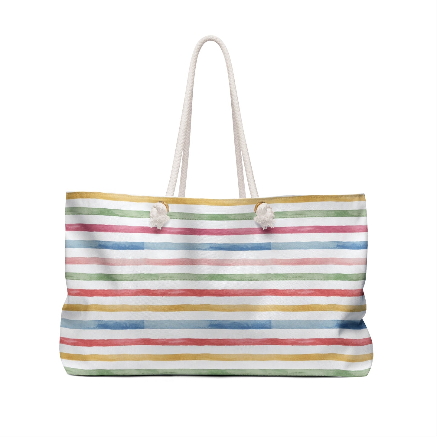 Personalized Summer Stripe Rope Handle Tote Bag