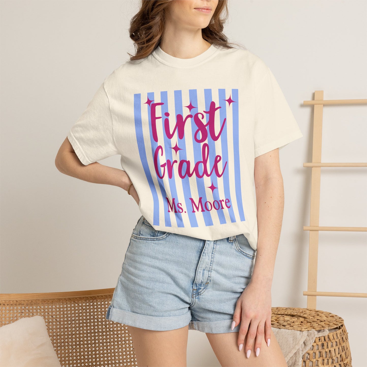 Personalized First Grade Teacher Shirt | Custom Matching First Grade Teacher Comfort Colors T-Shirt