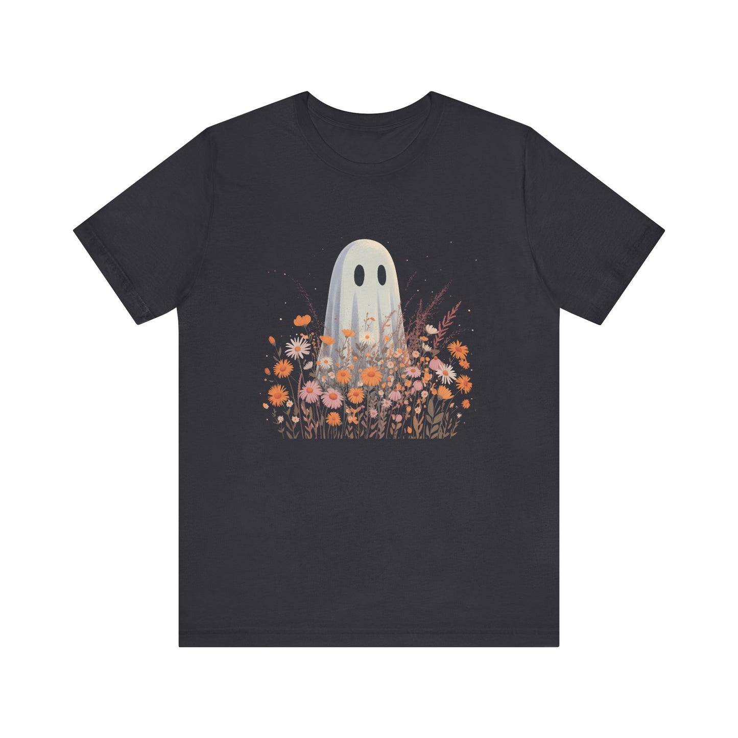 Ghost in Bloom Halloween T-Shirt | Cute Fall Graphic Tee with Wildflowers