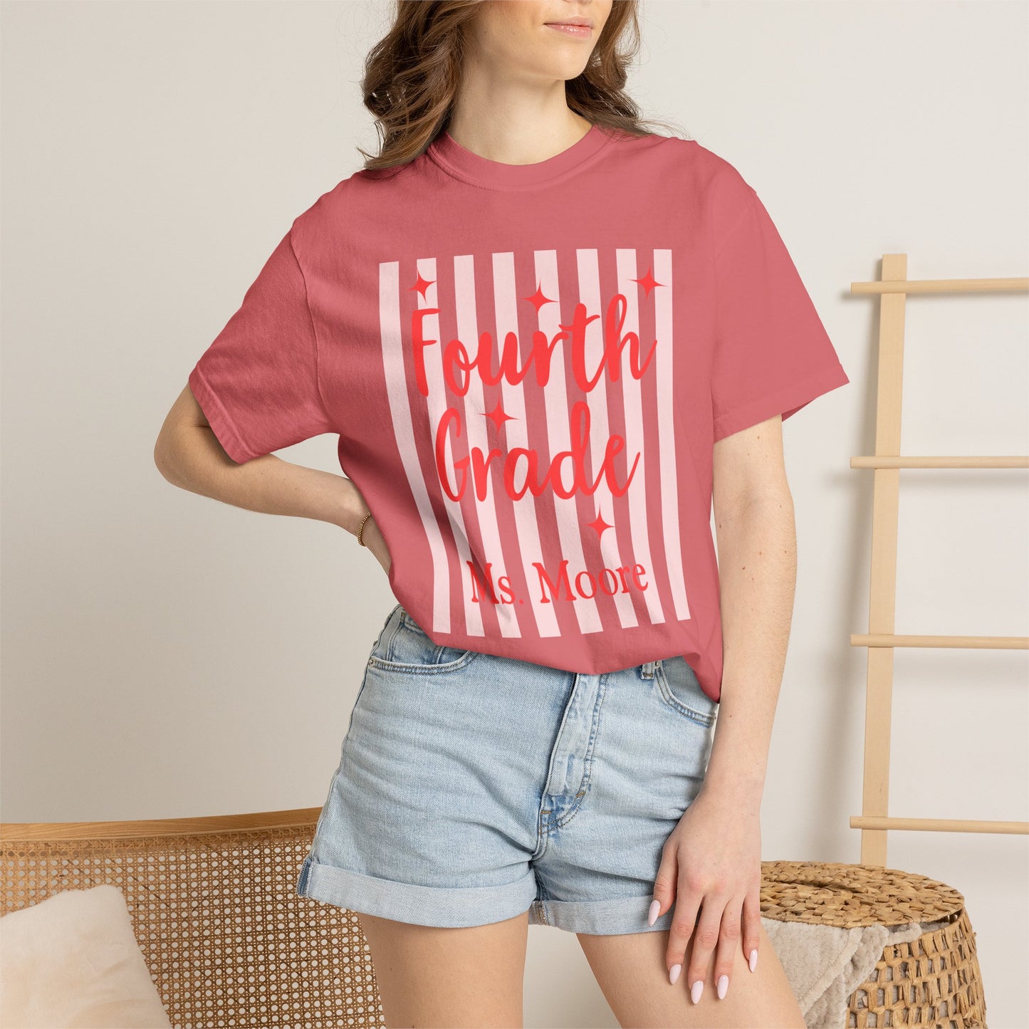 Personalized Fourth Grade Teacher Shirt | Custom Matching Fourth Grade Teacher Comfort Colors T-Shirt