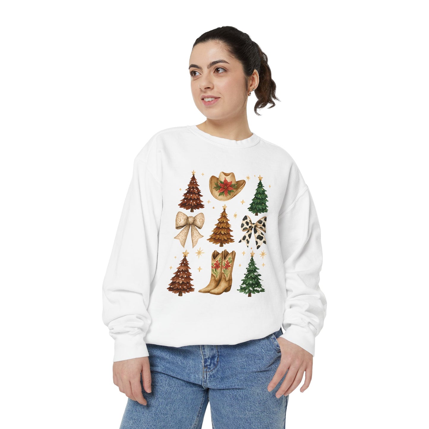 Cowgirl Christmas Comfort Colors Sweatshirt – Western Holiday Pullover