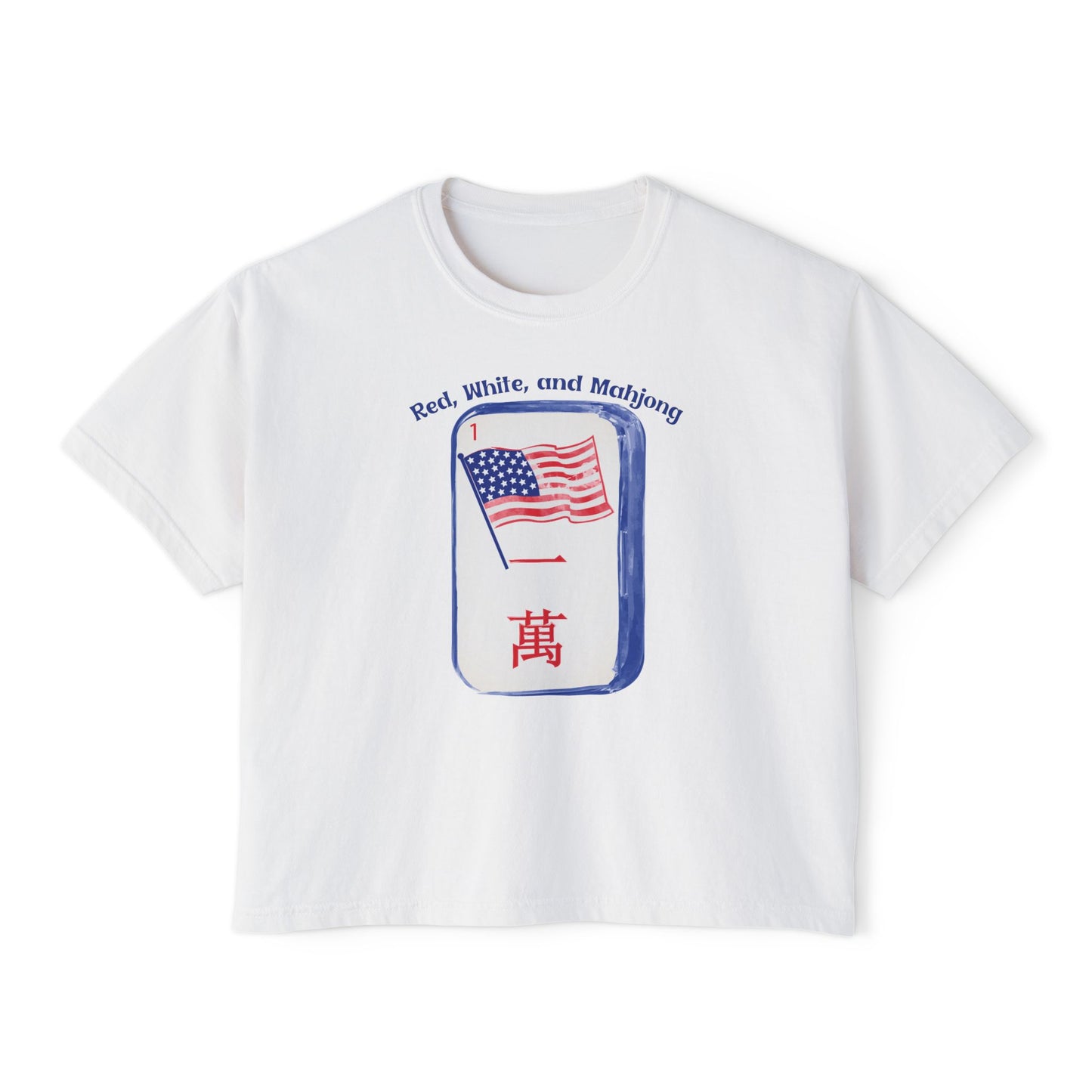 Red, White, and Mahjong Comfort Colors Boxy T-Shirt