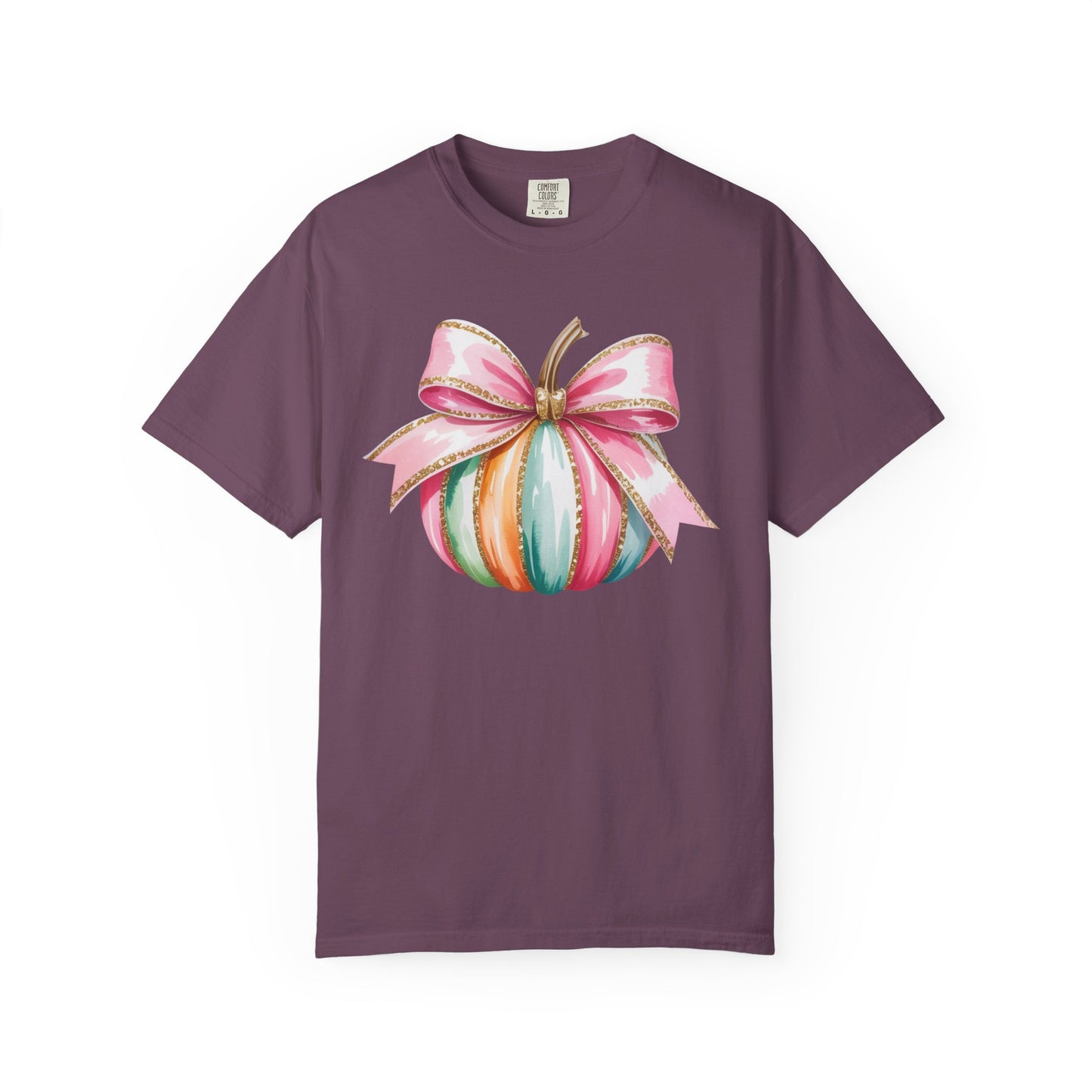 Pastel Pumpkin Bow T-Shirt – Cute Fall Graphic Tee, Teacher Gift, Fall Outfit, Festive Halloween Top