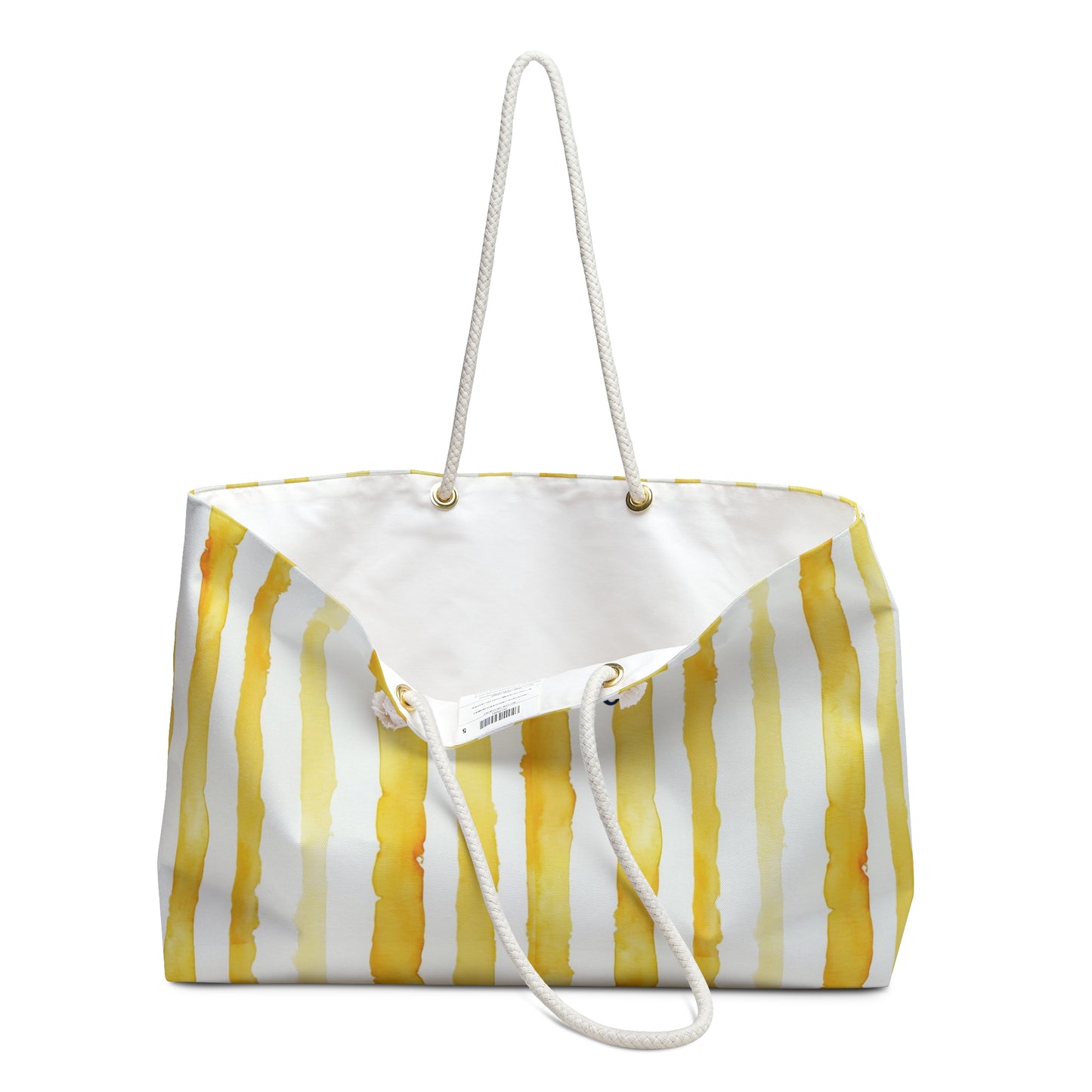 Personalized Golden Stripe Rope Handle Tote Bag