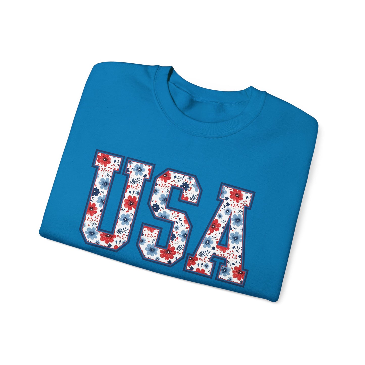 Floral USA  Vintage Americana Crewneck