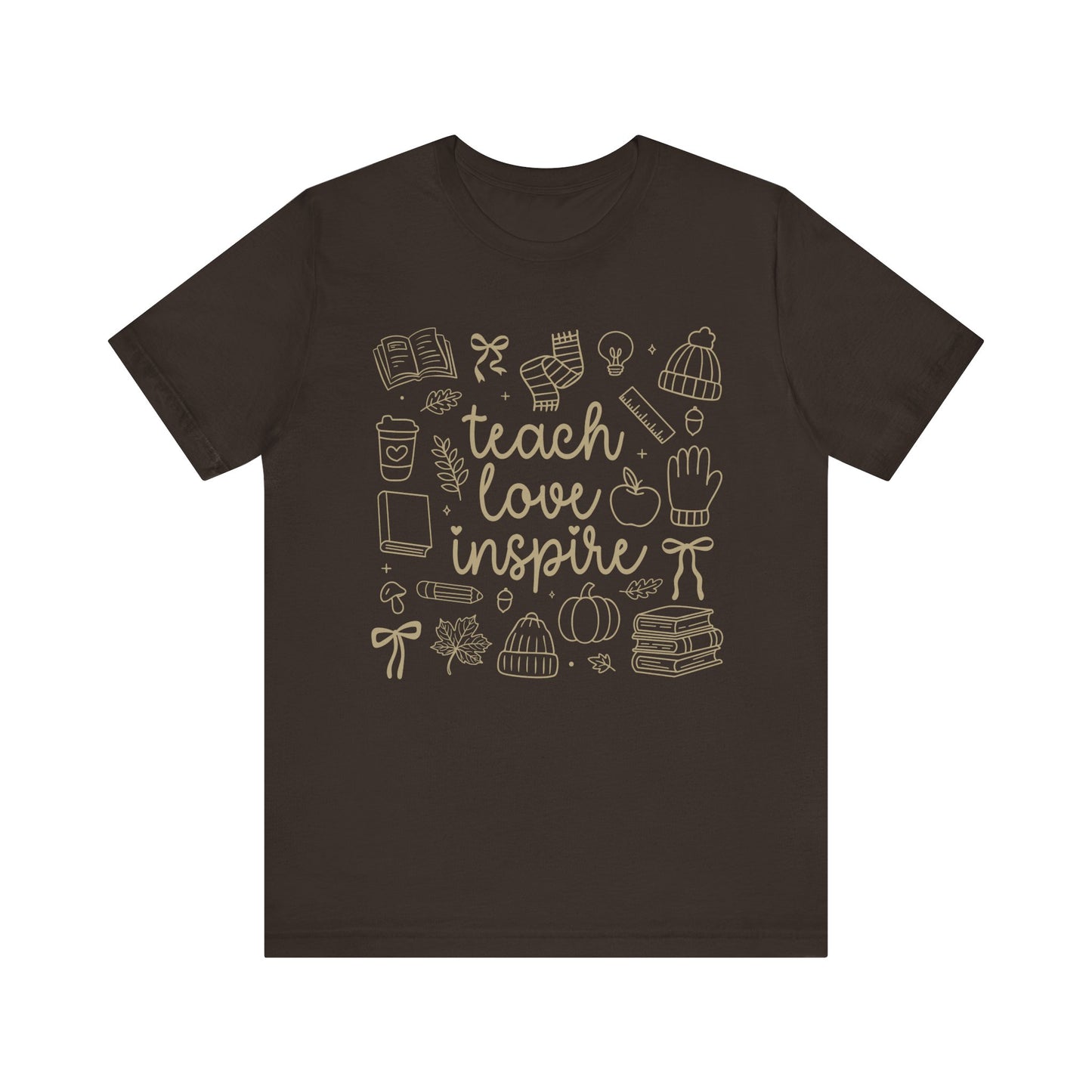 Teach Love Inspire Fall Teacher Shirt | Cute Graphic Tee for Women