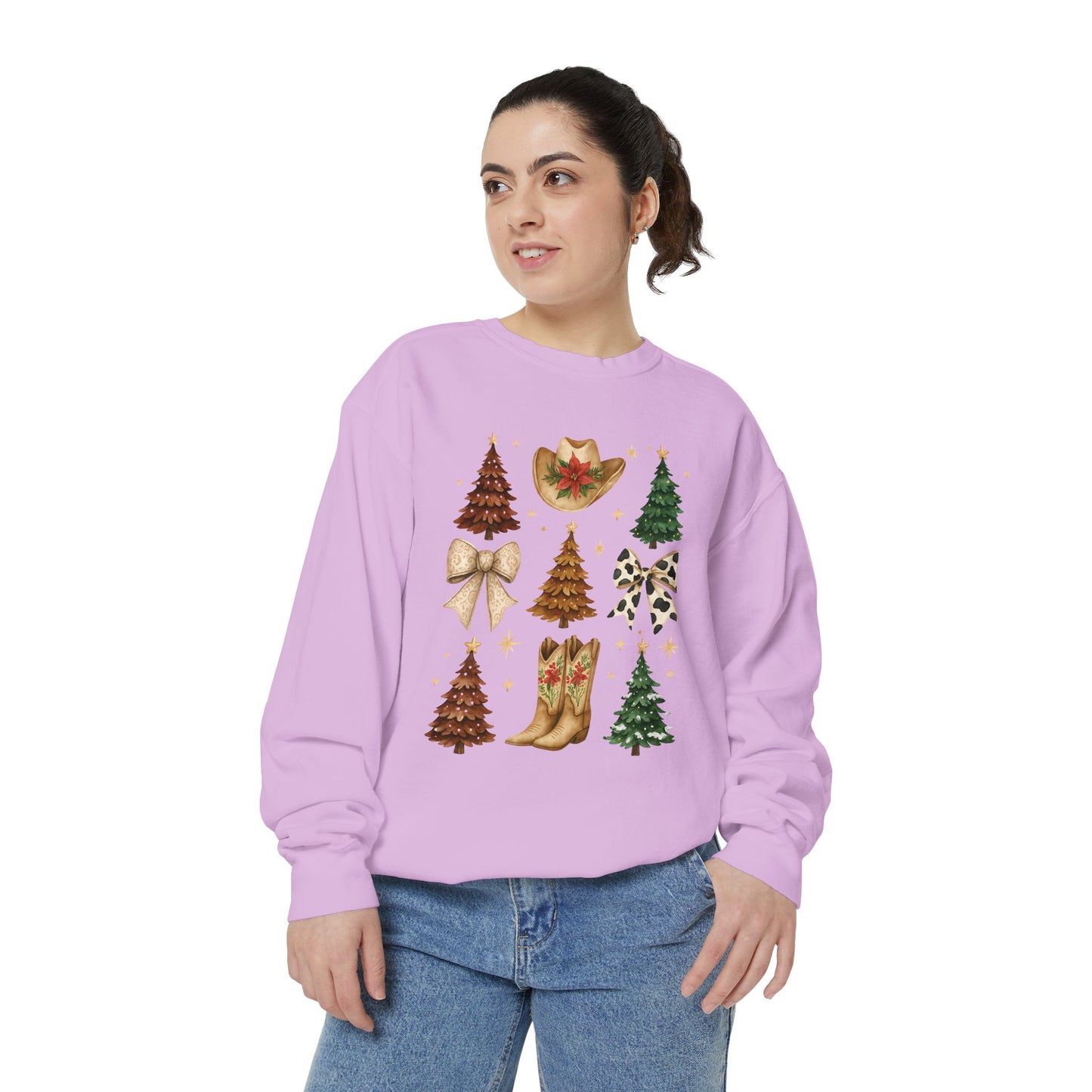 Cowgirl Christmas Comfort Colors Sweatshirt – Western Holiday Pullover