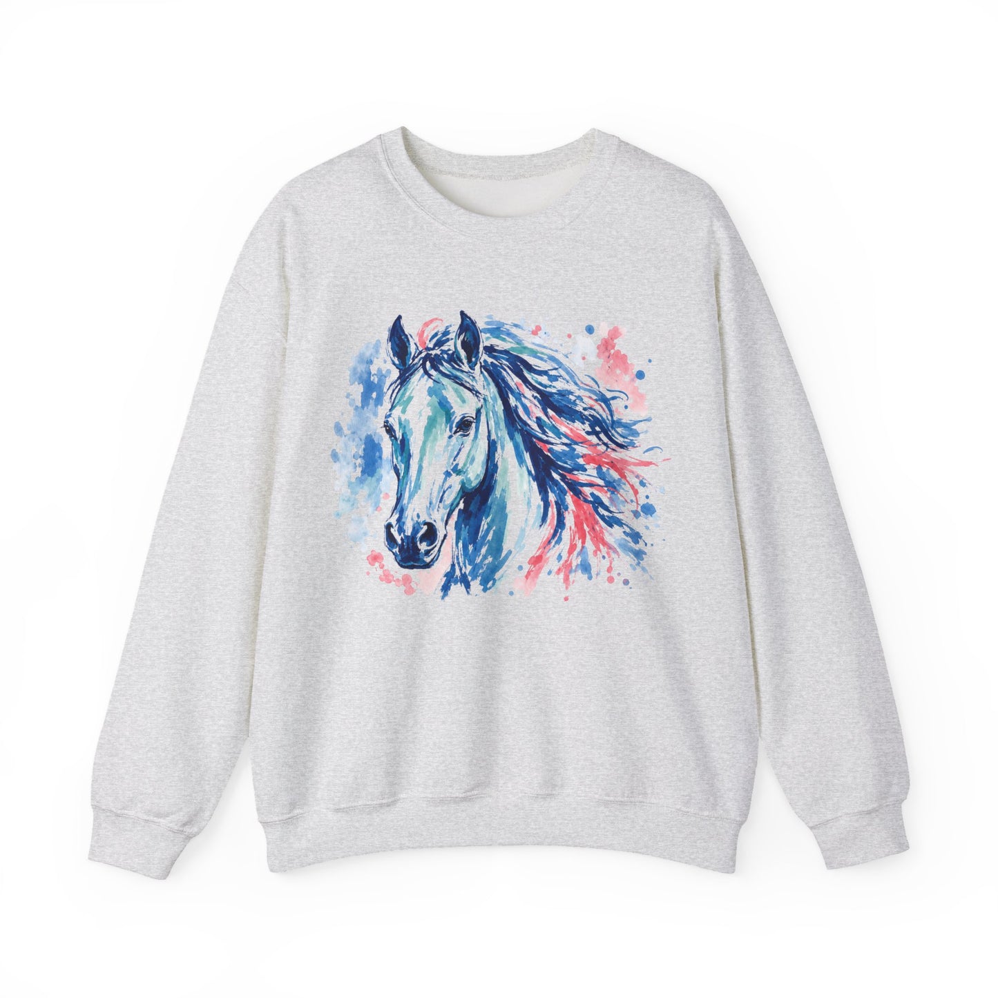 Blue Watercolor Horse Sweatshirt | Equestrian Crewneck