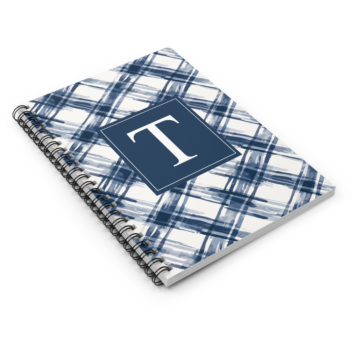 Personalized Blue Plaid Spiral Notebook