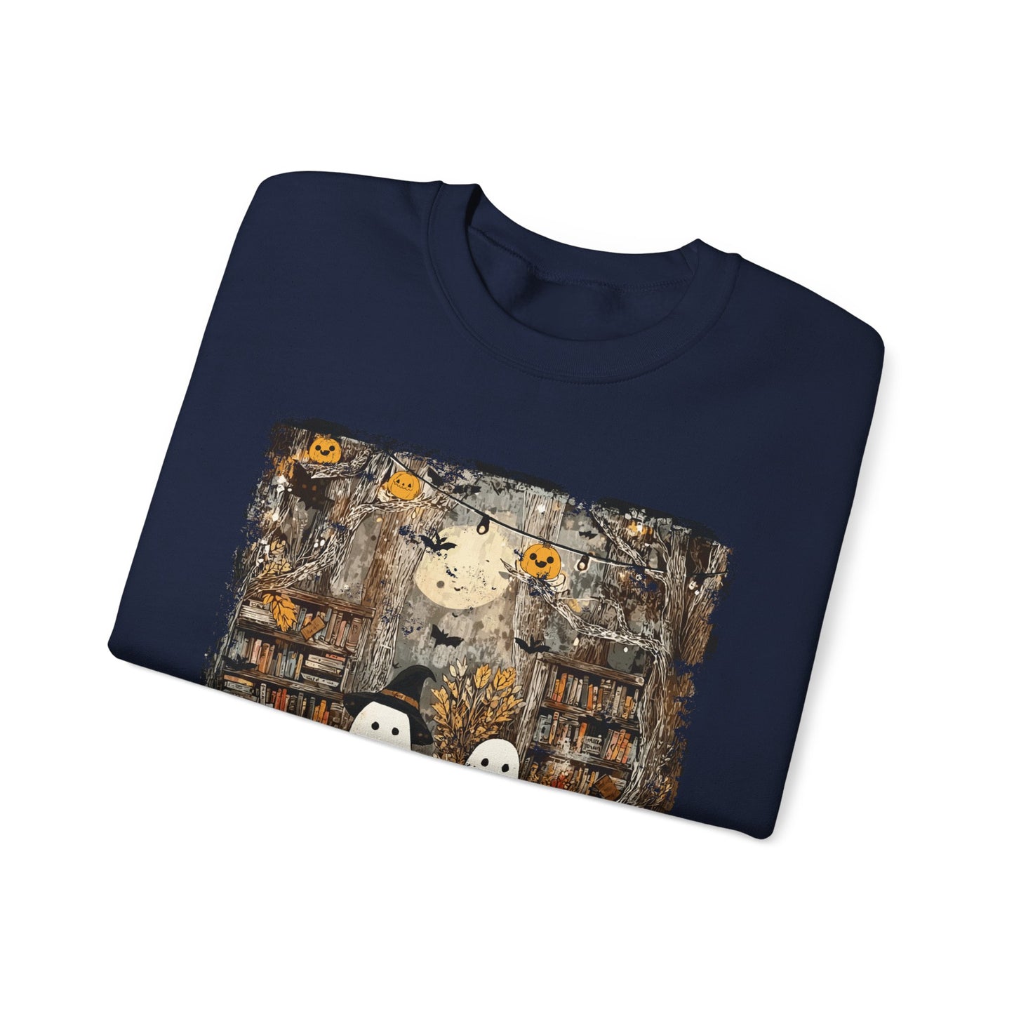 Ghost Library Comfort Colors Sweatshirt | Cozy Halloween Book Lover Crewneck
