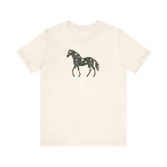 Floral Horse Short Sleeve T-Shirt - Green Vine