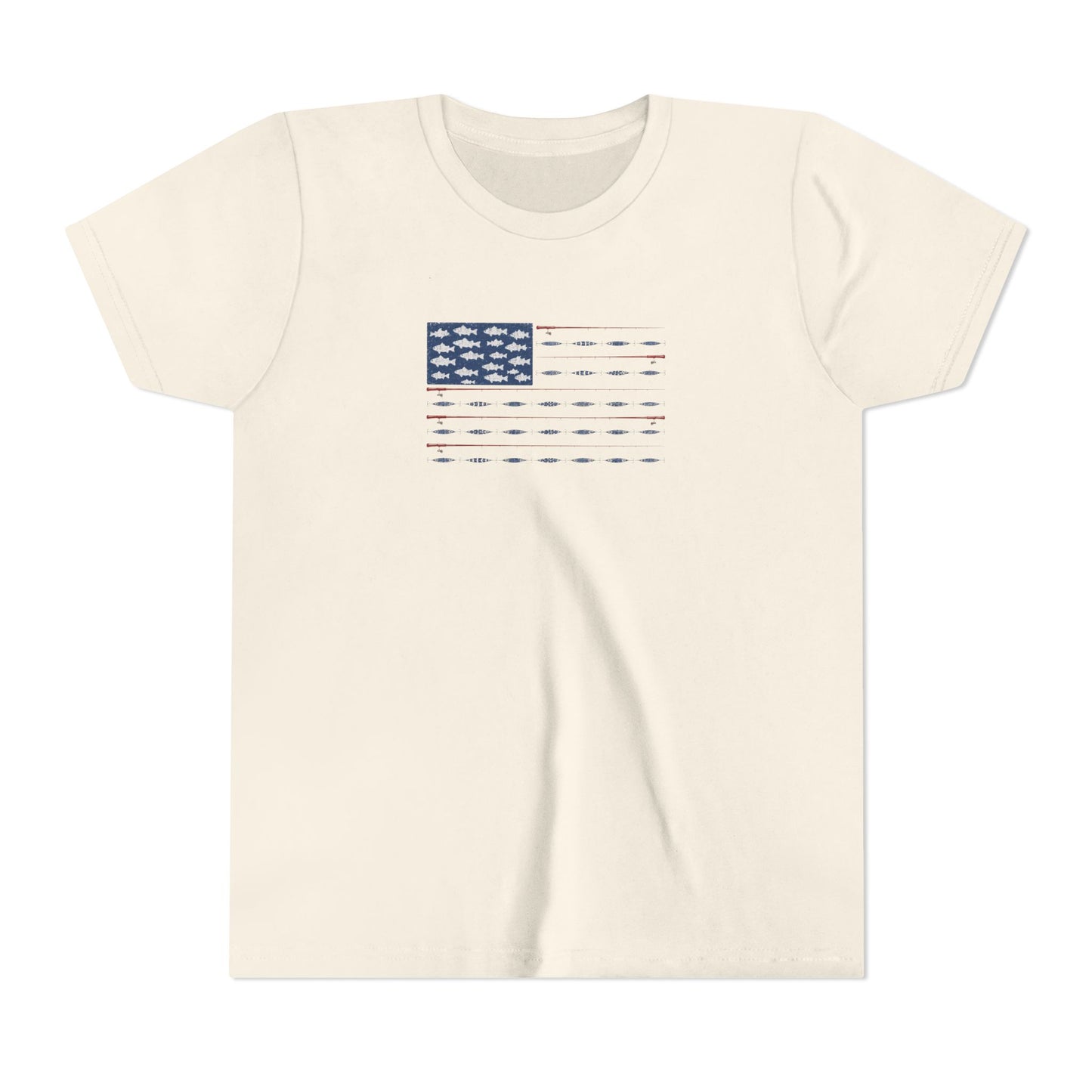 Kids Fishing Flag T-Shirt | Patriotic Lake Life Tee