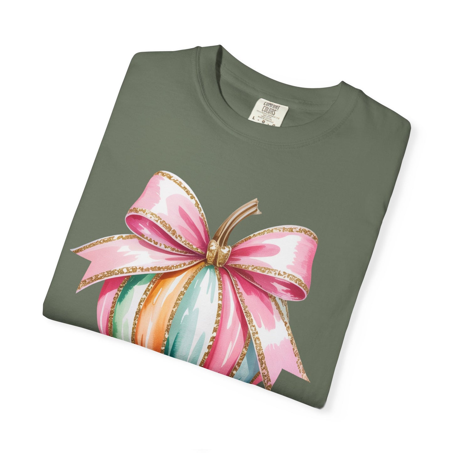 Pastel Pumpkin Bow T-Shirt – Cute Fall Graphic Tee, Teacher Gift, Fall Outfit, Festive Halloween Top