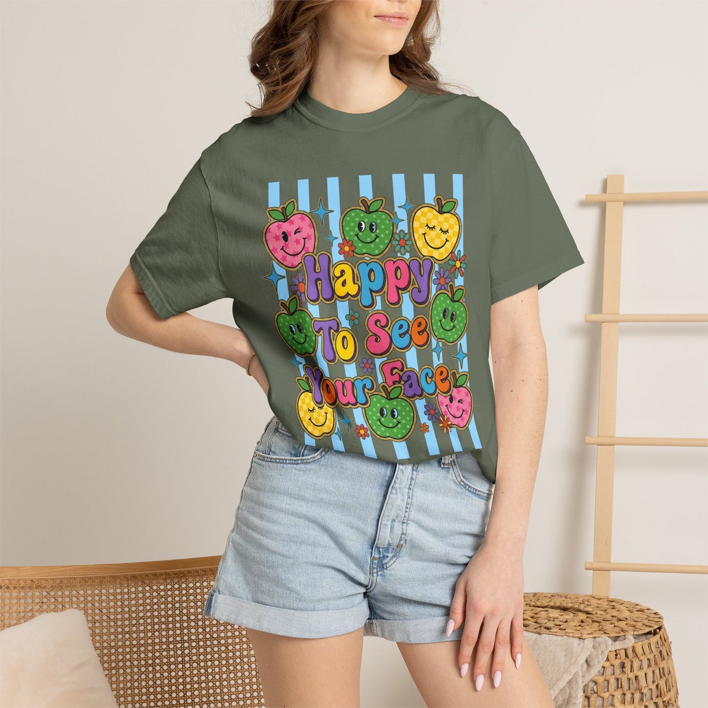 Happy To See Your Face Teacher Shirt |  Retro Comfort Colors Back to School Shirt
